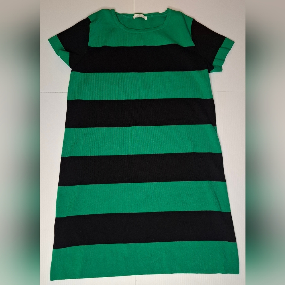 MING Suit Collection Green and Black Wide Striped Stretch Dress Size XXL